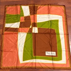 Pierre Cardin Brown and Green Silk Scarf vintage